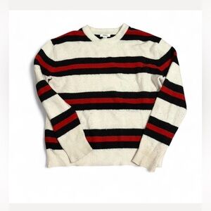 Forever 21 Striped Crewneck Sweater - Black, Red, and Cream
